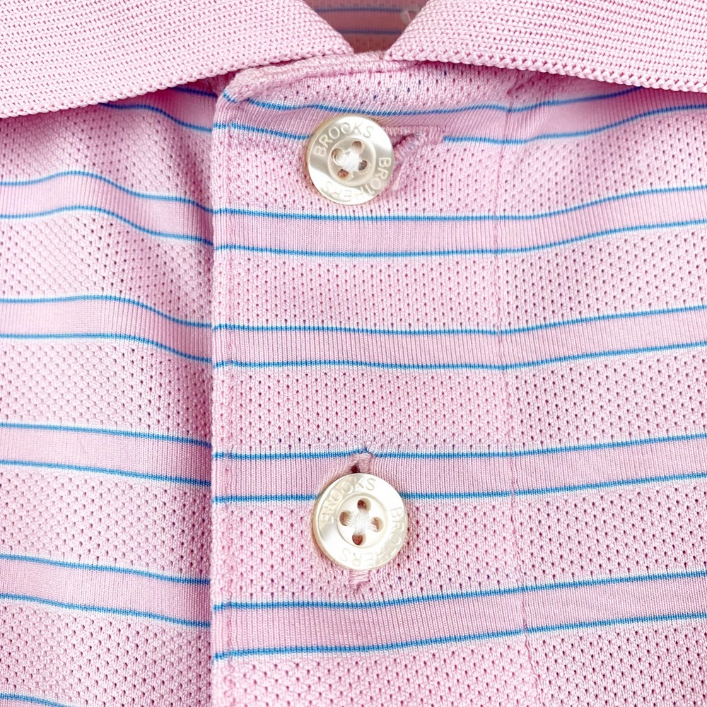 BROOK BROTHERS Pink Blue Striped Polo Shirt S NEW - Picture 7 of 9